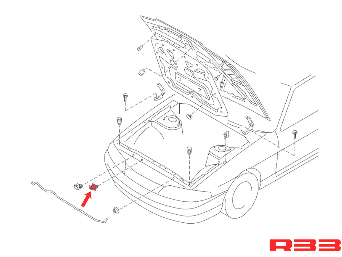 OEM Nissan Skyline R33 Hood Prop Rod Clamp