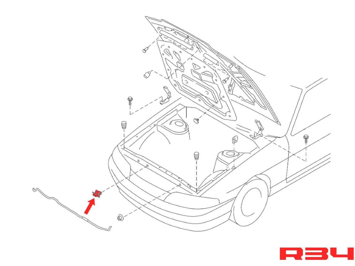 OEM Nissan Skyline R34 Hood Prop Rod Clamp