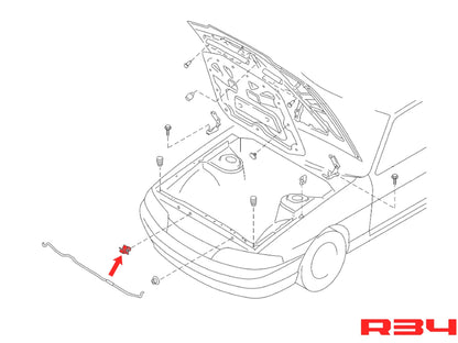 OEM Nissan Skyline R34 Hood Prop Rod Clamp